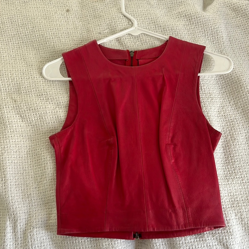 MUUBA leather crop top. Pink/magenta